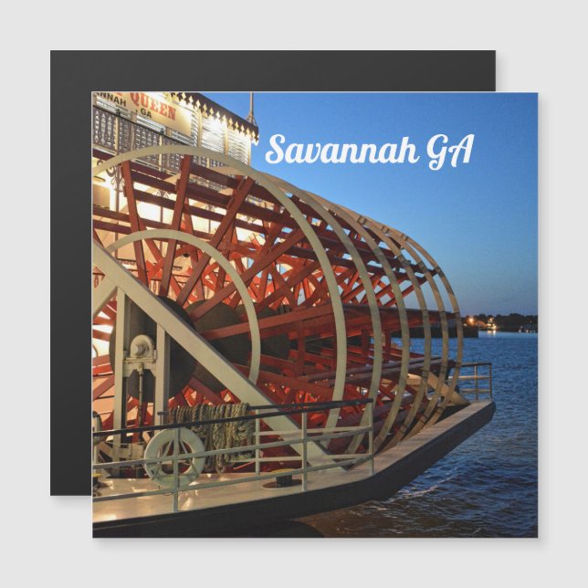 Carte postale magnétique de la péniche de Savannah (Devant / Derrière)