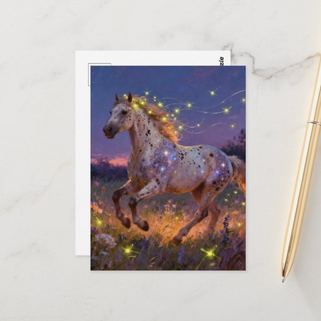 Carte Postale Magnifique année du cheval  (Devant/Arrière en situation)