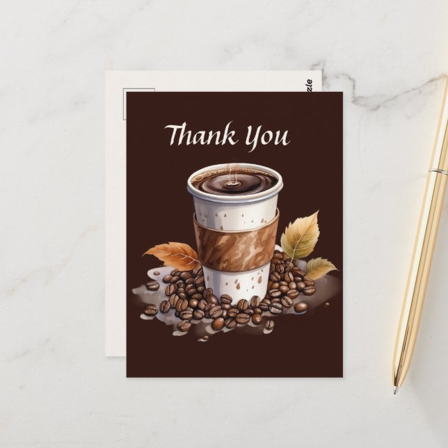 Carte Postale Magnifique café merci aux vendeurs (Devant/Arrière en situation)