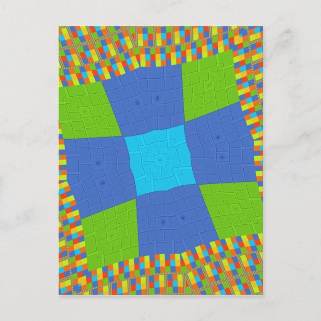 Carte Postale Magnifique conception d'impression d'art vert bleu (Devant)