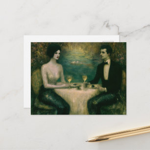 Carte Postale Magnifique Couple de Sirènes Vintage pour une Soir