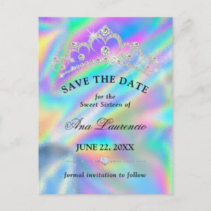 Carte Postale Magnifique Faux holographique Save The Date Sweet 