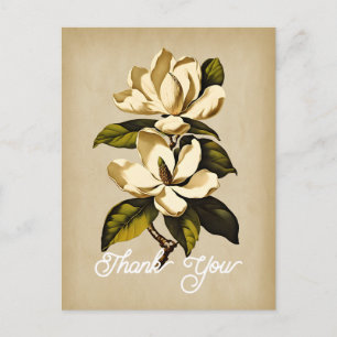 Carte Postale Magnifique fleur de magnolia vintage remerciement