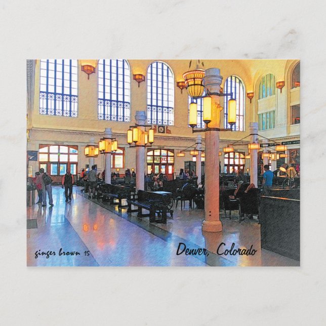 Carte Postale Magnifique Lobby, Union Station, Denver, CO (Devant)