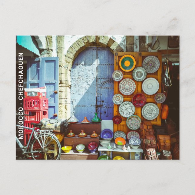 Carte Postale Magnifique Maroc Bleu Vieux Souvenir de la ville (Devant)