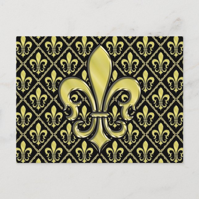 Carte Postale Magnifique modèle de Fleur de Lis pour Mardi Gras (Devant)