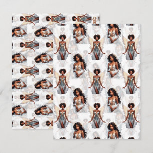 Carte Postale Magnifique motif de conception d'anges de fille no