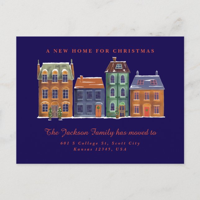 Carte Postale Magnifique Nordique Vue Ville Snowy Paysage (Devant)