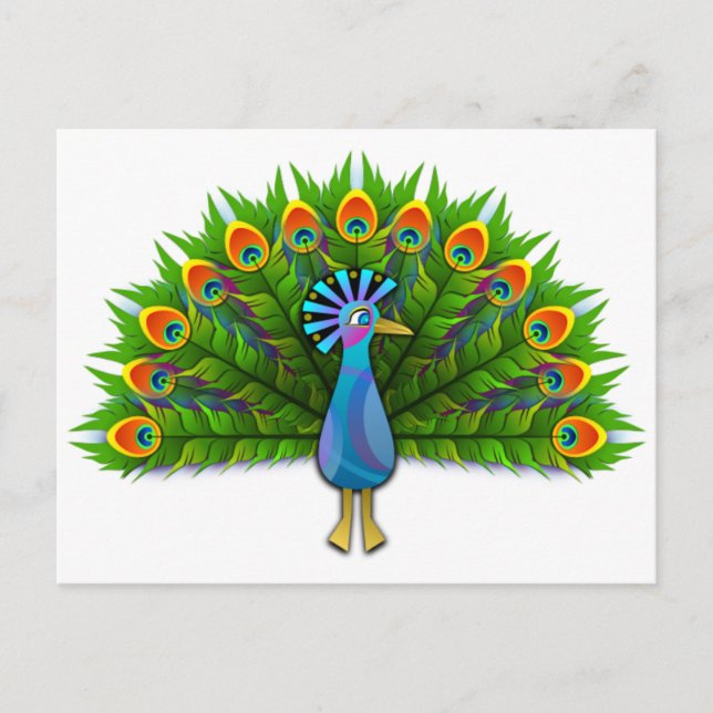 Carte Postale Magnifique Peacock Afficher Plumage (Devant)