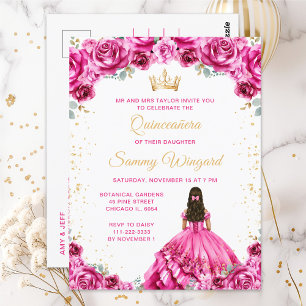 Carte Postale Magnifique Princesse Fleurie Quinceañera Rose Chau