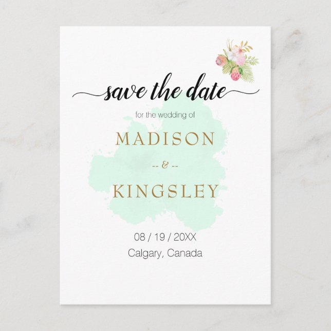 Carte Postale Magnifique Vert Citron Botanique Mariage Bohème (Devant)