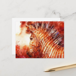 Carte Postale Magnifique zèbre rouge
