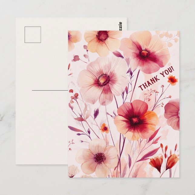 Carte Postale Magnifiques fleurs sauvages MERCI (Devant / Derrière)