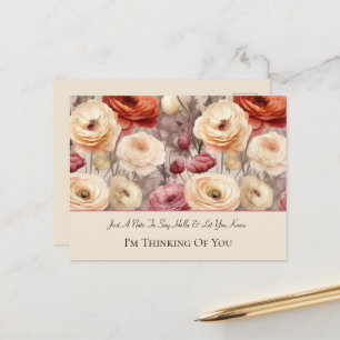 Carte Postale Magnifiques Ranunculus Rouges Floraux Pensée Pour