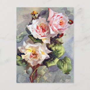 Carte Postale Magnifiques Roses Roses Peinture Aquarelle