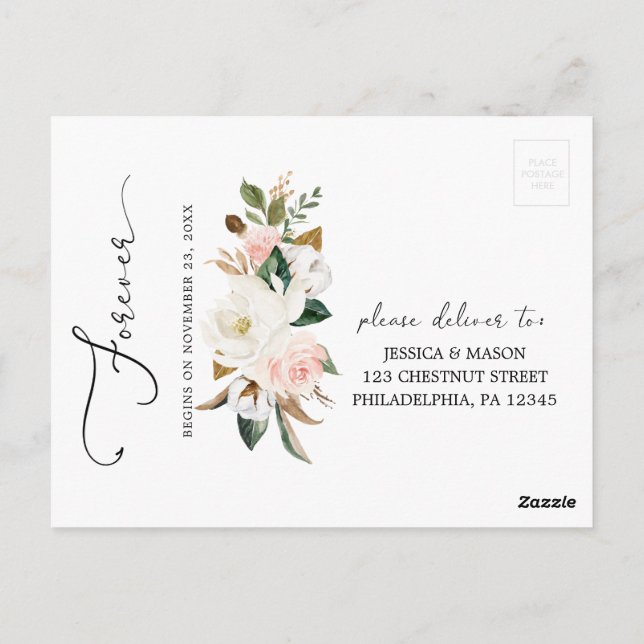 Carte postale Magnolia Cotton Wedding RSVP (Dos)