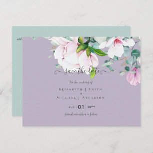 Carte Postale Magnolias Rose Lilac Eucalyptus Mariage Dates de s