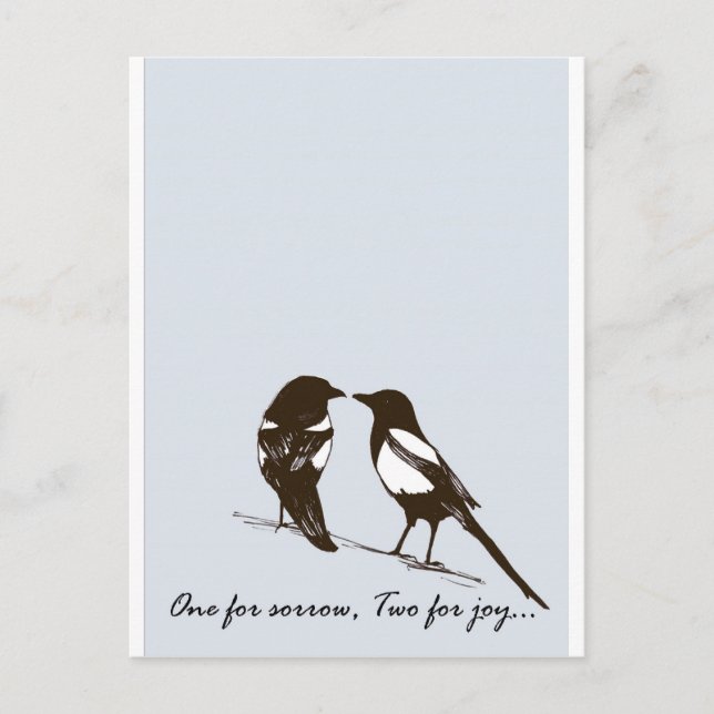 Carte Postale magpies - une pour la peine, deux pour la joie (Devant)
