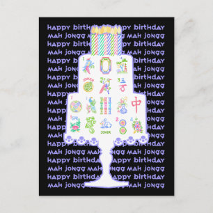 Carte Postale Mah Jongg Cake Anniversaire