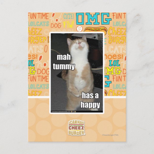 Carte Postale Mah tummy est heureux (Devant)