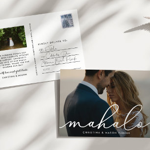Carte Postale Mahalo   Merci photo Mariage