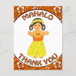 Carte Postale Mahalo Thank You~Hawaiian Luau Postcards