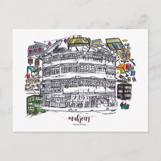 Carte Postale Mahjong à Hong Kong (Devant)