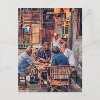 Carte Postale Mahjong dans l'allée Hutong Chine