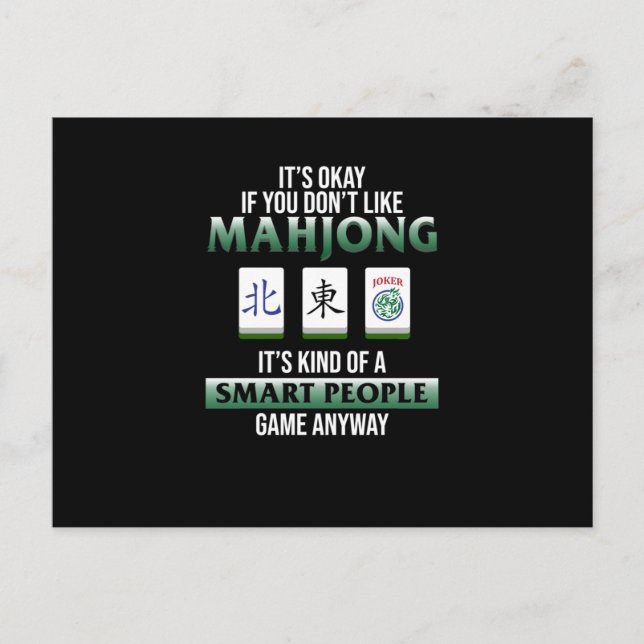 Carte Postale Mahjong Is A Smart People Game Mahjong Player (Devant)