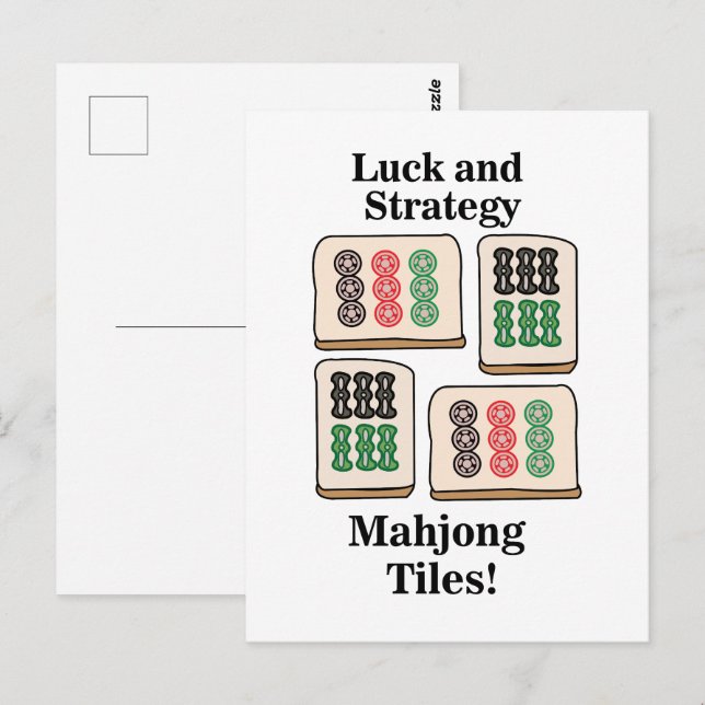 Carte Postale Mahjong Tiles Luck Strategy Joueurs (Devant / Derrière)