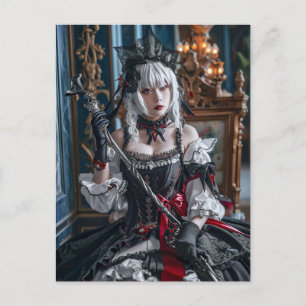 Carte Postale Maid Kawaii gothique inspirée de l'anime