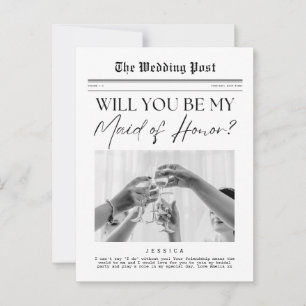 Carte Postale Maid of Honor Proposition, USA Customizable Newspa