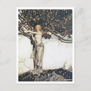 Carte Postale Maiden et Arbre par Arthur Rackham du cycle des an