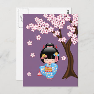 Carte Postale Maiko Kokeshi Doll - Geisha Vous êtes les bienvenu