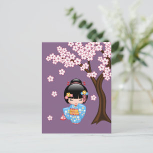 Carte Postale Maiko Kokeshi Doll - Geisha Vous êtes les bienvenu