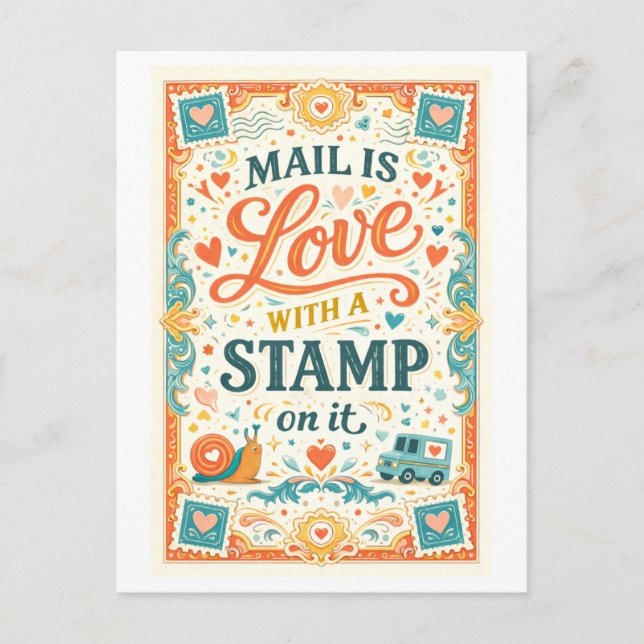 Carte Postale "Mail Is Love with a Stamp on It" (Devant)