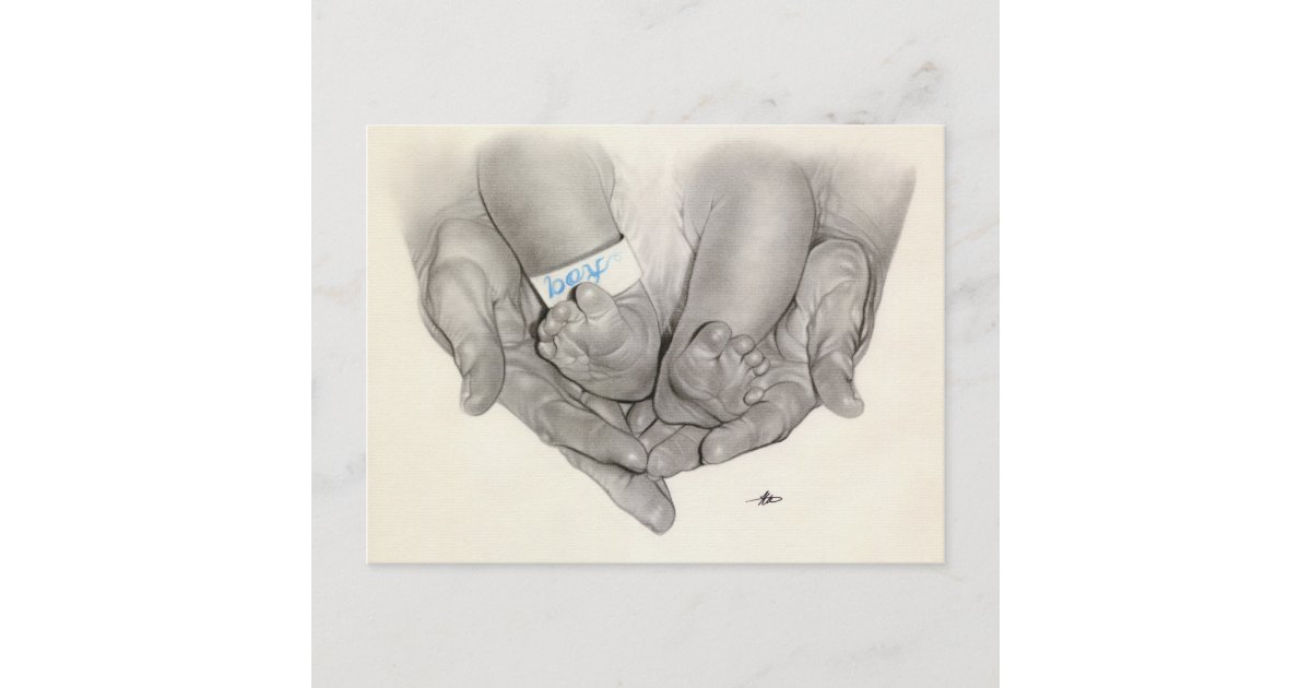 Carte Postale Main Bebe Pieds Nouveau Ne Postcard Zazzle Fr