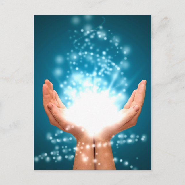 Carte Postale Main de guérison verte chakra Reiki énergie zen yo (Devant)