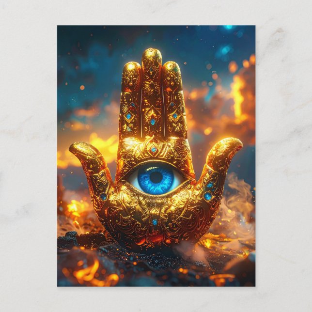 CARTE POSTALE MAIN DE HAMSA - ZEN BOUDDHISME (Devant)