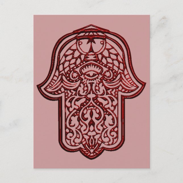 Carte Postale Main de henné de Hamsa (Rouge) (Devant)