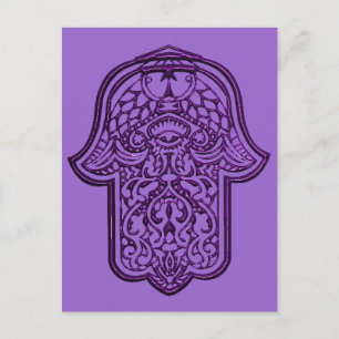 Carte Postale Main de henné de Hamsa (violet)