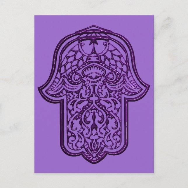 Carte Postale Main de henné de Hamsa (violet) (Devant)