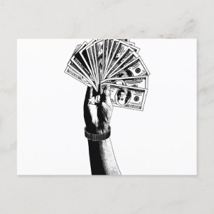 Carte Postale Main de main de 100 dollars Bills argent art