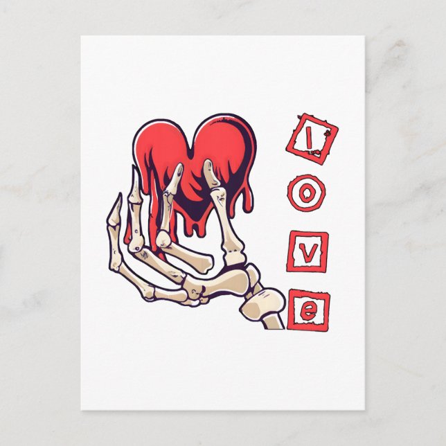 Carte Postale Main de squelette symbolique de l'amour offrant un (Devant)