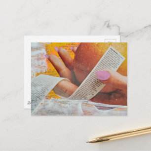 Carte Postale Main de vintage tenant une orange et liste d'ingré