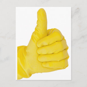 Carte Postale Main en gant de latex jaune
