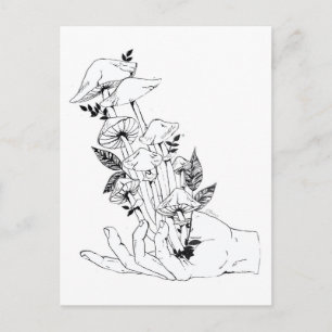 Carte Postale Main et champignons