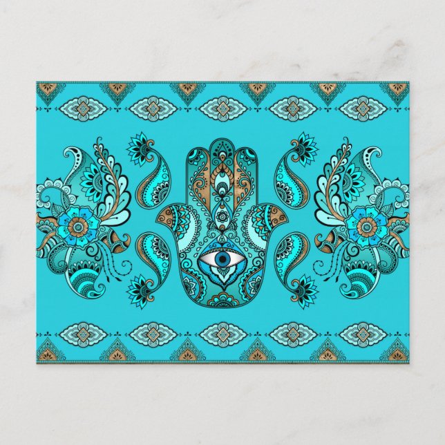 Carte Postale Main Hamsa - Main de l'ornement Fatima (Devant)