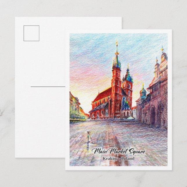 Carte Postale Main Market Square Krakow Poland (Devant / Derrière)