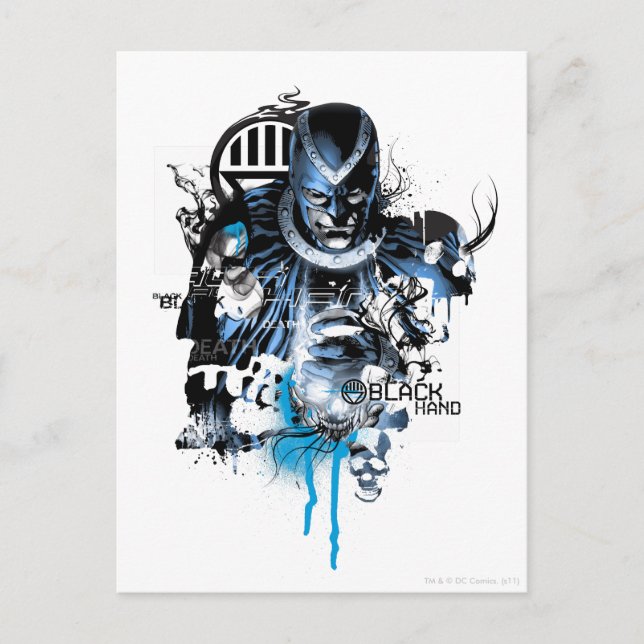 Carte Postale Main noire - Collage bleu (Devant)